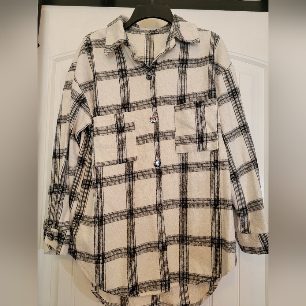 Womens white and black shacket